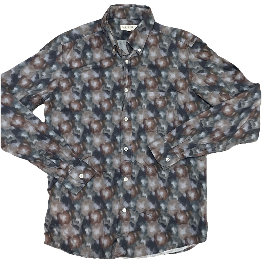 FAR AFIELD Shirt Mens size 1 Small Rock Bottom Camo L/S Button Down